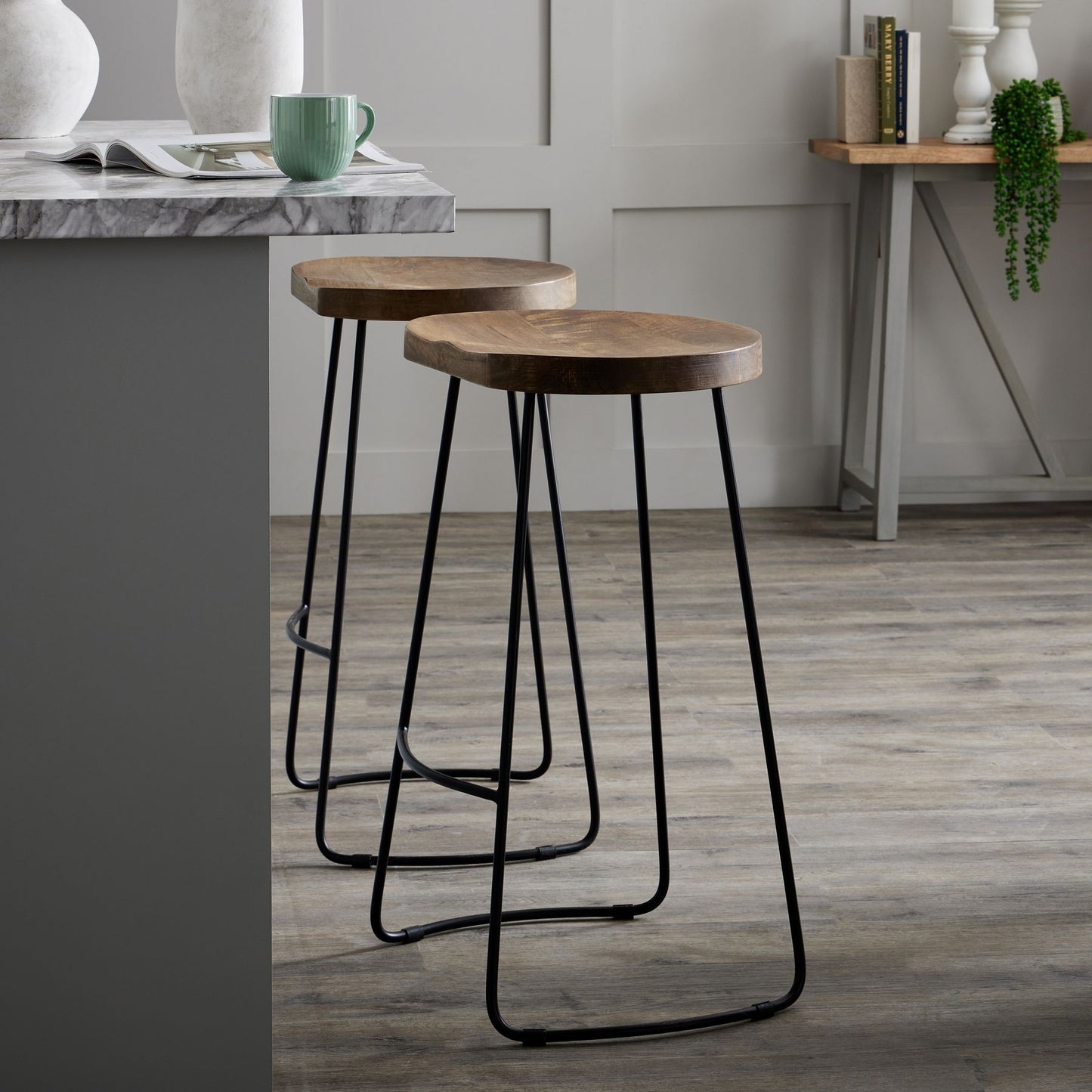 Hardwood Shaped Bar Stool