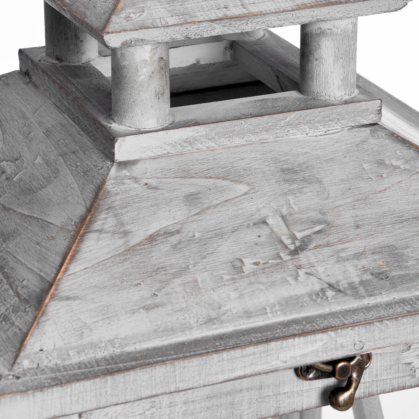 Set Of 3 Wooden Lanterns With Traditional Cross Section