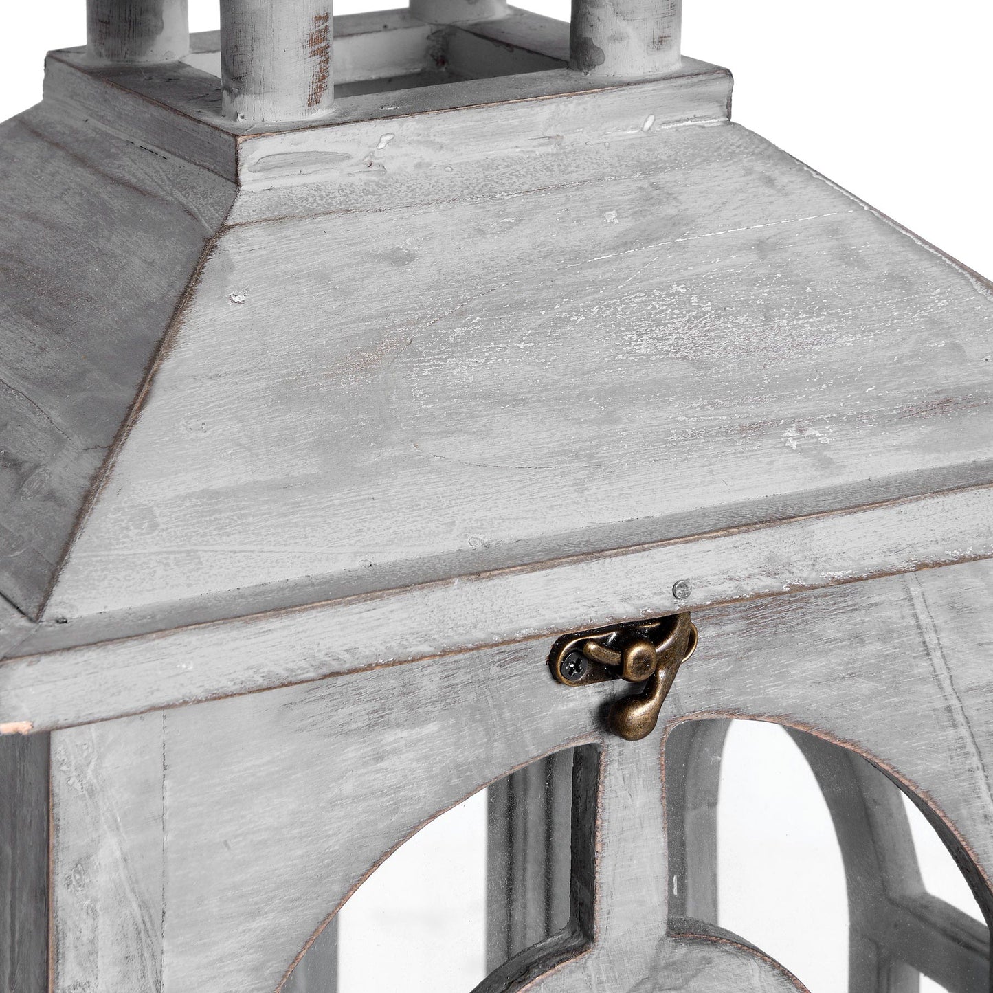 Set Of 3 Wooden Lanterns With Archway Design