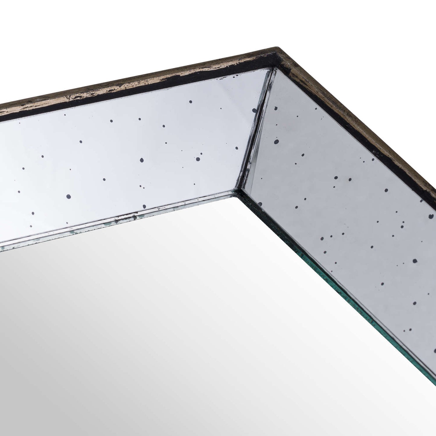 Distressed Mirrored Square Tray With Wooden Detailing Small