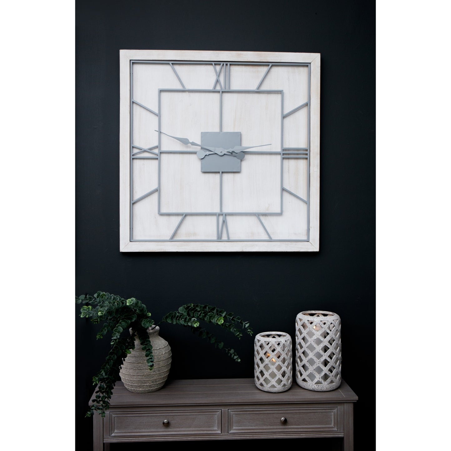 White Square Large Wall Clock