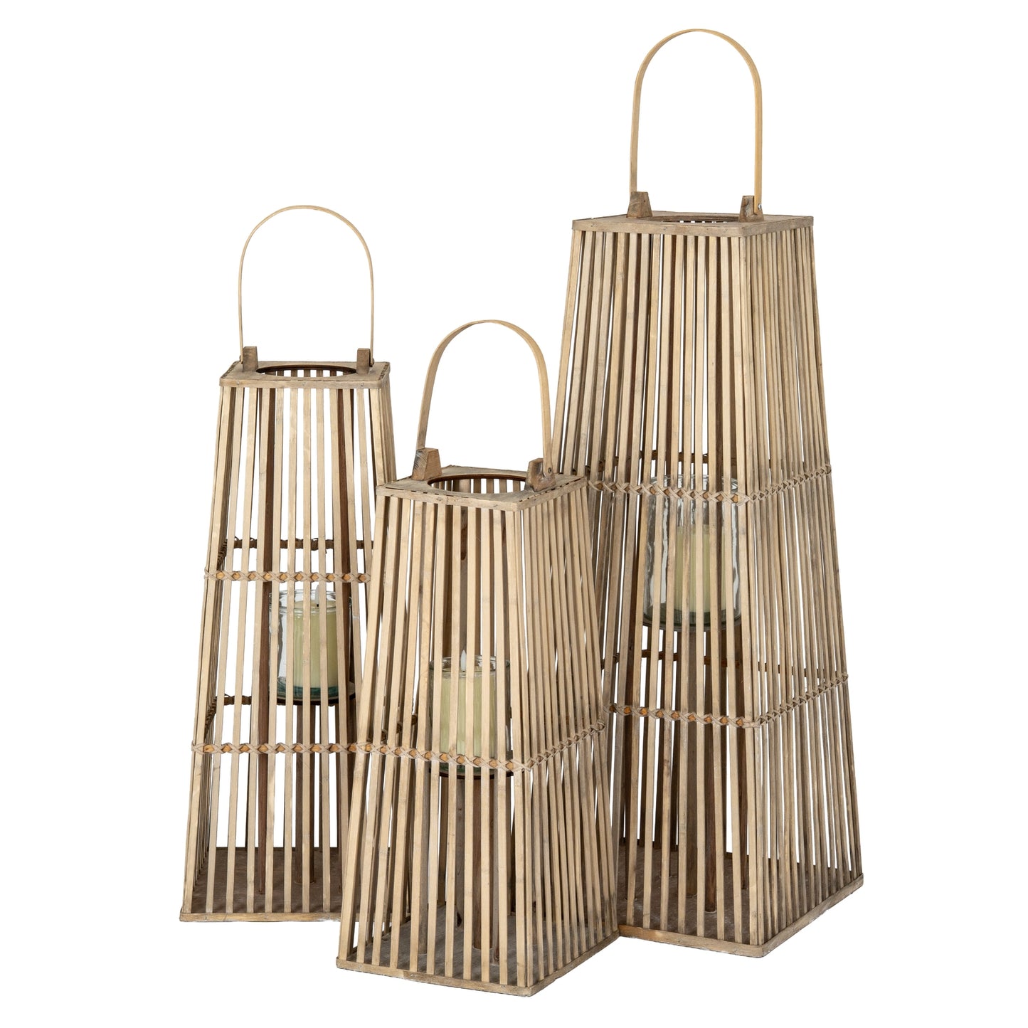 Large Silo Wicker Lantern With Glass Holder